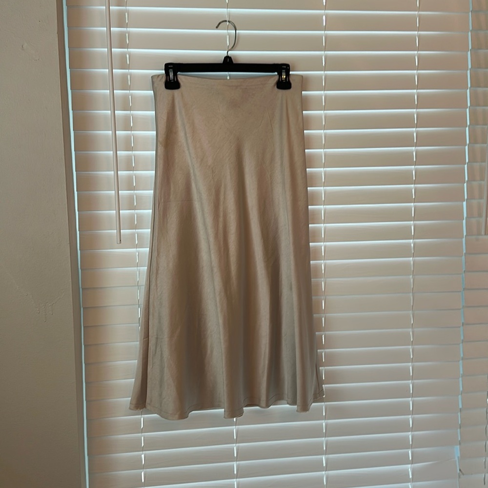 Champagene Silk Midi Skirt